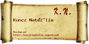 Kuncz Natália névjegykártya