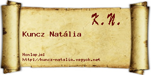 Kuncz Natália névjegykártya